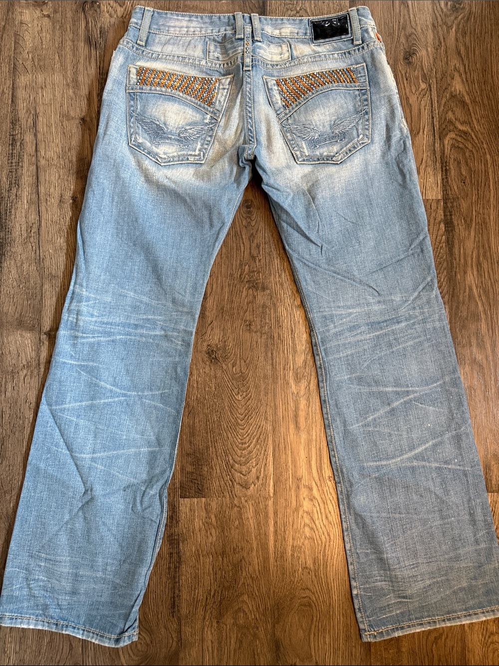 Robin's Jean Light Blue Bootcut Men's Jeans with Embroidered Back Pockets